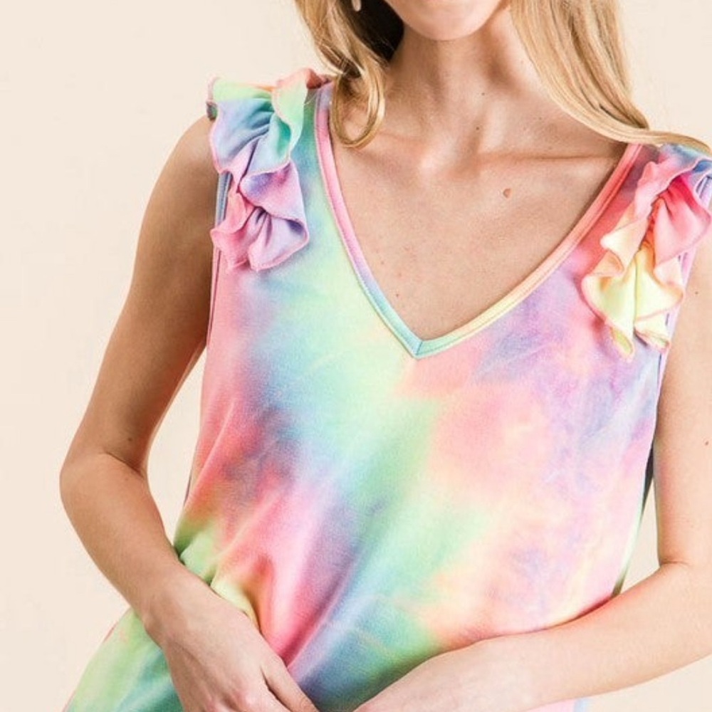 BiBi Pastel Tie-Dye Tank Top, L